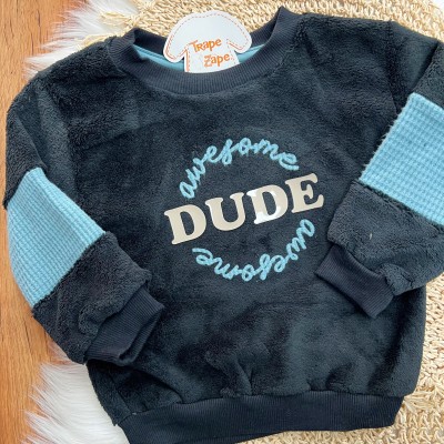 Conj. Casaco Dude e Calça em Malha Wafle - Marinho e Azul Jeans